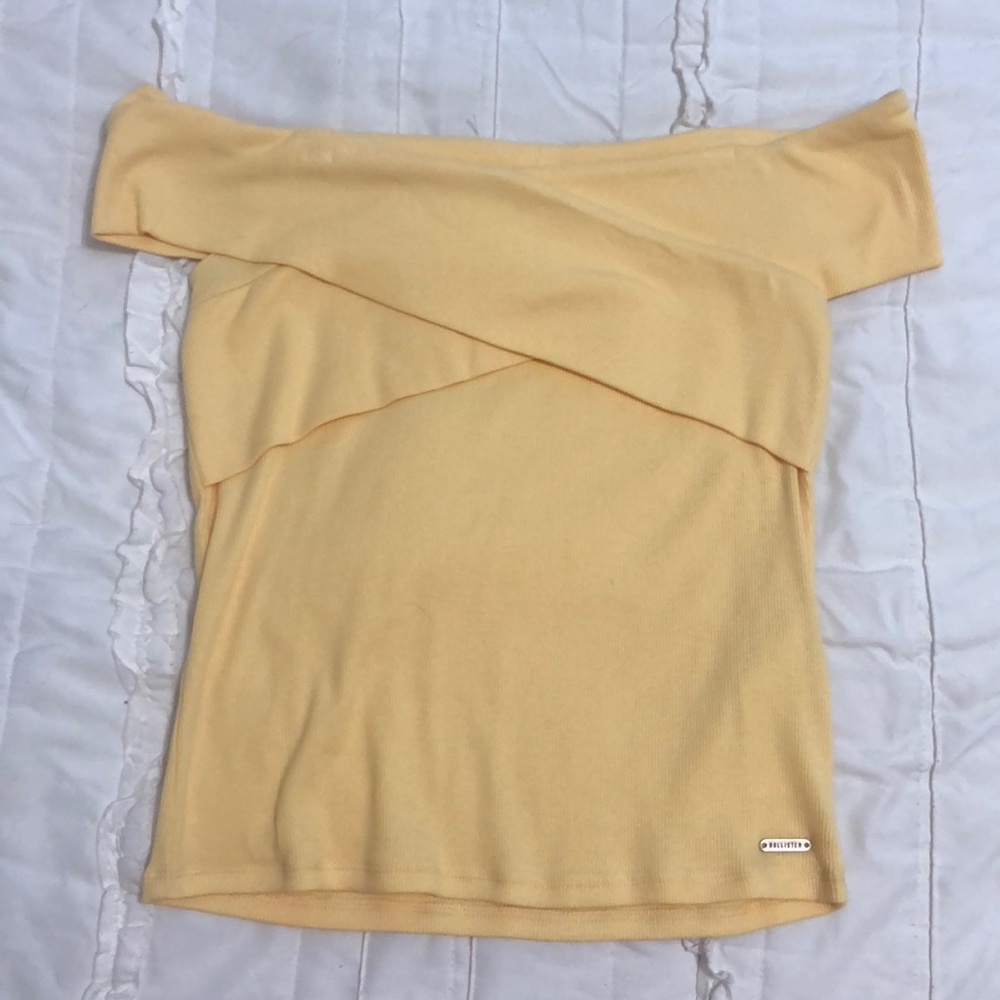 Bright yellow, off the shoulder, Hollister top